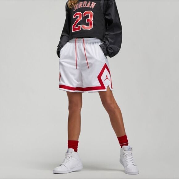Jordan Heritage Diamond Basketball Shorts White Red DO5032-100 Women's Large L - Picture 5 of 15